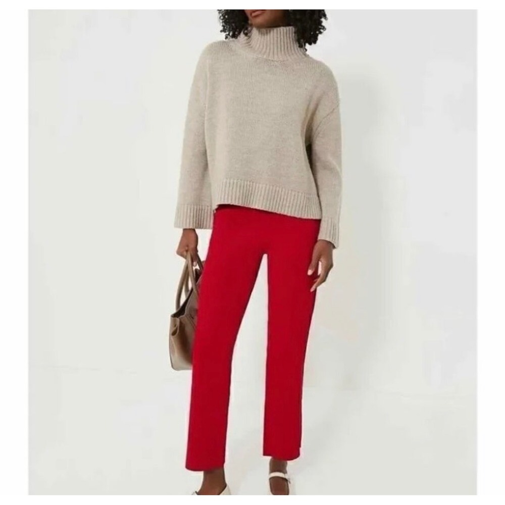 Tuckernuck Ashford Knit Flare Pants Women Red Small Pull On Stretch High Rise
